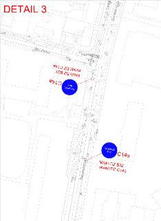 DETAIL 3: Situační nákres dopravního značení na ulici Beranových a Boletická. V plánu jsou vyznačena dvě místa pro osazení dopravního značení (DZ). U obou bodů…