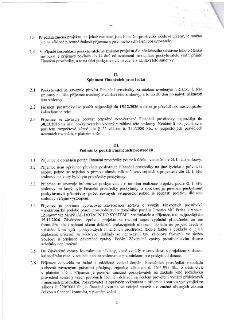 Strana 2 smlouvy o poskytnutí finančních prostředků. Obsahuje body: 1.3 (změna projektu), 1.4 (nesouhlas poskytovatele), II. Splatnost finančních prostředků (2…