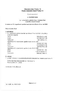 Usnesení Rady městské části Praha 14 č. 482/RMČ/2026 ze 121. pravidelného jednání konaného dne 26.08.2026 k návrhu na 17. rozpočtové opatření městské části Pra…