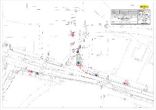 Situační nákres dopravního značení a opatření pro stavbu: - D0 stavba 511, Běchovice - D1 -, Ke Třem mostům, výstavba kanalizace. Zpracovatel: Jakub Richter, S…
