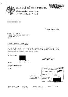 HLAVNÍ MĚSTO PRAHA, Městská policie hl. m. Prahy, Obvodní ředitelství Praha 1. MPPH 76068/2025-OŘ. Praha 21. červenec 2025. Magistrát hl. m. Prahy, Odbor živno…