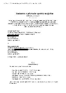 Smlouva o převodu správy movitého majetku (nábytek) mezi městskou částí Praha 2 a Městskou policií hlavního města Prahy.