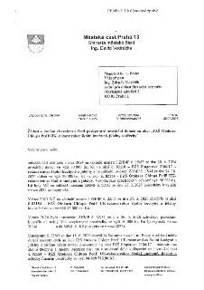 Úřední dopis Městské části Praha 13 ze dne 29.07.2026 adresovaný Magistrátu hl. m. Prahy, odboru pro oblast financí a rozpočtu. Předmětem je žádost o změnu cha…