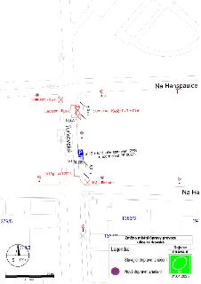 Situační nákres 'Změna místní úpravy provozu ulice Turkovská', Dejvice PRAHA 6, datum 01.04.2025. Mapa zobrazuje ulici Turkovská a Na Hanspaulce, změny dopravn…