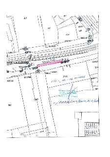 Situační nákres dopravního značení nebo záboru ulice Na Poříčí (Praha). Jsou zde vyznačeny parcely (např. 1069/21, 1047/26, 205/1, 450, 449), rozměry plochy (3…