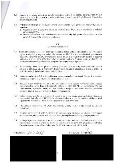 Text smlouvy, strana 5. Obsahuje body 6.3, 6.4 a článek VII. Závěrečná ustanovení (body 7.1 až 7.8). Uvedeno datum schválení Zastupitelstvem městské části Prah…