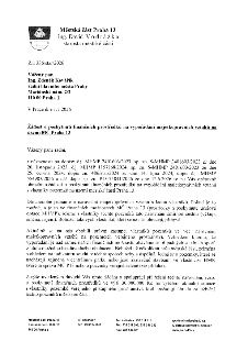 Úřední dopis Městské části Praha 13, podepsaný starostou Ing. Davidem Vodrážkou, adresovaný radnímu hlavního města Prahy Ing. Zdeňku Kováříkovi. Datum: 1. 7. 2…