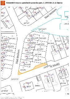 Katastrální mapa s vyznačením pozemku parc. č. 2513/384, k. ú. Dejvice. Mapa zobrazuje okolní parcely (např. 2513/7, 2513/5, 2513/166, 2513/45, 2513/46, 2513/4…