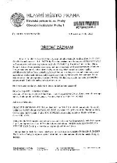 Úřední záznam Městské policie hl. m. Prahy, Obvodní ředitelství Praha 1. Č.j.: MPPH 54381/2025/OŘ1, V Praze dne: 16. 05. 2025. Dne 16. 5. 2025 v čase 12:10 hod…