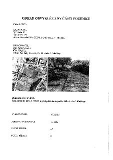 Dokument: Odhad obvyklé ceny části pozemku. Číslo: 19/2026. Zadavatel: MČ Praha 12, IČO: 00231151, sídlo: Generála Šišky 2375/6, 143 00 Praha 4 - Modřany. Zpra…