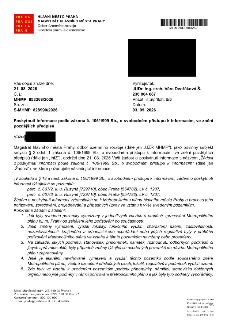 Úřední dopis Magistrátu hlavního města Prahy, odboru územního rozvoje, ze dne 03. 09. 2026. Předmětem je žádost o poskytnutí informací podle zákona č. 106/1999…