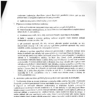 Textová část smlouvy o poskytnutí dotace. Bod 3: Příjemce se zavazuje dodržet tyto podmínky: a) řídit se při vyúčtování dotace touto smlouvou a právními předpi…