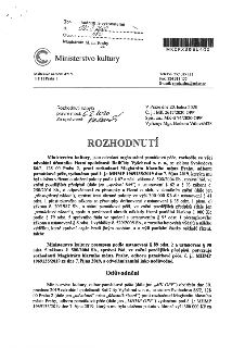 Rozhodnutí Ministerstva kultury, č. j. MK 2617/2020 OPP, ze dne 20. ledna 2020. Předmětem je zamítnutí odvolání společnosti RailCity Vyšehrad s.r.o. proti rozh…