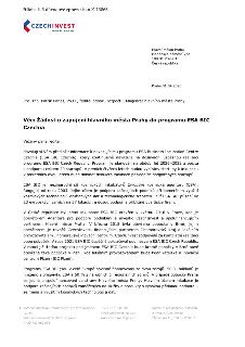 Příloha č. 3 důvodové zprávy tisku Z-13866. CzechInvest, Praha 01.04.2026. Adresát: Ing. Patrik Paneš, Ph.D., ředitel odboru rozpočtu, Magistrát hlavního města…