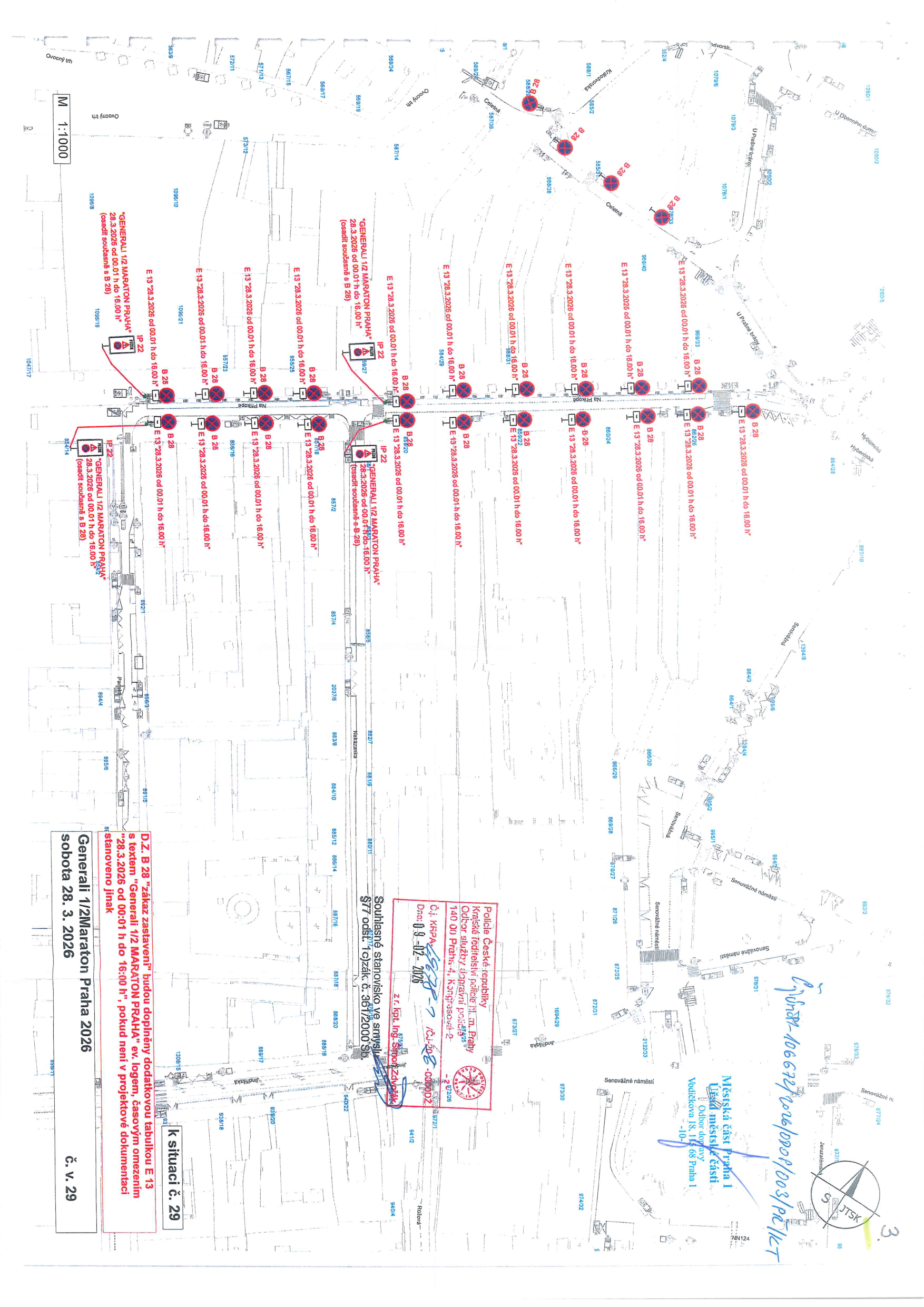 Dopravní situační plán uzavírek pro akci Generali 1/2 Maraton Praha 2026.