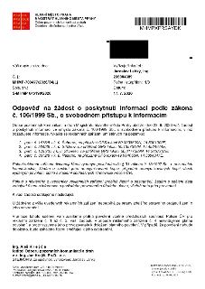 Odpověď na žádost o poskytnutí informací podle zákona č. 106/1999 Sb., o svobodném přístupu k informacím. Odesílatel: Hlavní město Praha, Magistrát hlavního mě…