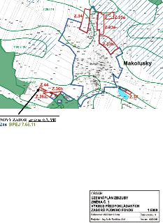 Výkres předpokládaných záborů půdního fondu pro Územní plán Zbizuby, změna č. 1. Mapa obsahuje vyznačené zóny (Z.34, Z.33a, Z.33b, Z.44, Z.36a, Z.36b, Z.37) a…