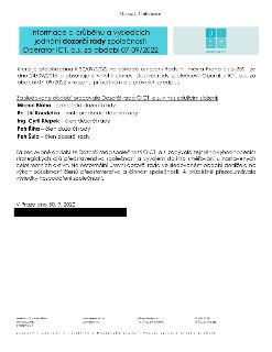 Informace o průběhu a výsledcích jednání dozorčí rady společnosti Operátor ICT, a.s. za období 07-09/2022, předkládaná k 30/09/2022 na základě usnesení Rady hl…