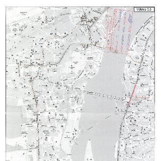 Výkres č. 3, Magistrát hlavního města Prahy, odbor pozemních komunikací a drah, Kosárkovo nábřeží. Mapa pražské části Malá Strana a Staré Město v okolí Karlova…
