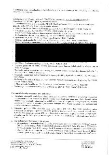 Dokument úřadu městské části Praha 15 týkající se umístění stavby. Obsahuje seznam dotčených staveb (č.p. 310, 322, 323, 325, 326, 332, 335, 339, 342, 344, 346…