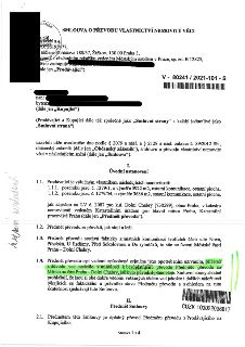 Smlouva o převodu vlastnictví nemovité věci mezi Prodávajícím (společnost se sídlem Roháčova 188/37, Praha 3) a Kupujícím. Předmětem převodu jsou pozemky parc.…