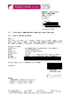 FABIONN, s.r.o. - PROJEKTOVÁ A INŽENÝRSKÁ SPOLEČNOST. Dopis Magistrátu hlavního města Prahy, Odbor územního rozvoje, Jungmannova 35/29, 110 00 Praha 1, IDDS: 4…