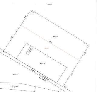 Výřez katastrální mapy zobrazující parcely v katastrálních územích Březiněves a Ďáblice. Zobrazená čísla parcel: 434/1, 434/26, 434/27, 434/17, 434/16, 433/1,…