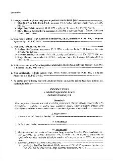 Strana třetí dokumentu o založení ústavu Geisslers Institut, z.ú. Obsahuje následující body: 2. Určení zakladatelů: Mgr. Kateřina Bohadlová, Ph.D. (Vysokov), M…