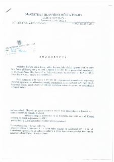 Rozhodnutí Magistrátu hlavního města Prahy, odboru dopravy, č.j. MHMP-94244c/1999/DOP-R4/Pc ze dne 24.04.2000. Rozhodnutí povoluje zřízení a provozování reklam…