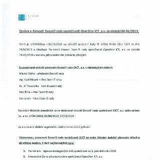 Zpráva o činnosti Dozorčí rady společnosti Operátor ICT, a.s. za období 04-06/2019, která je předkládána k 30/06/2019 na základě usnesení Rady hl. města Praha…