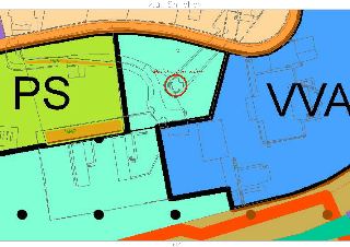 Výřez katastrální mapy v k.ú. Smíchov v měřítku 1:600. Mapa zobrazuje rozdělení pozemků barevně odlišenými plochami (označení PS, VVA), vyznačené budovy a infr…