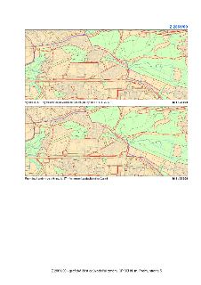 Dokument Z 2861/00 obsahující dvě mapy znázorňující vymezení zastavitelného území. Horní mapa: 'Výkres č. 37 – Vymezení zastavitelného území, platný stav k 1.…