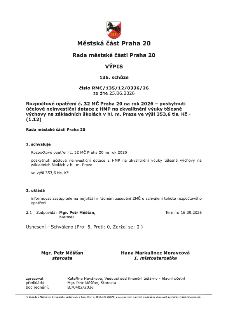 Městská část Praha 20, Rada městské části Praha 20, Výpis ze 135. schůze, číslo RMC/135/12/0336/26 ze dne 25.06.2026. Předmět: Rozpočtové opatření č. 32 MČ Pra…