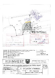 Situační výkres projektu 'Revitalizace ploch na umístění kontejnerů na tříděný odpad', Městská část Praha 12, Generála Šišky 2375/6, 143 00 Praha 4. Projektant…