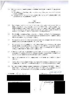 Strana 5 smlouvy obsahující závěrečná ustanovení (články 7.1 až 7.8). Klíčové informace: Smlouva nabývá platnosti dnem podpisu a účinnosti dnem uveřejnění v re…