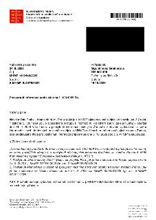 Naskenovaný textový dokument - dopis od Hlavního města Prahy (Magistrát hl. m. Prahy, Odbor právní podpory, Oddělení svobodného přístupu k informacím) ze dne 1…
