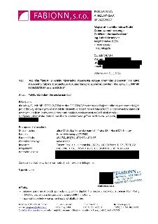 Dopis společnosti FABIONN, s.r.o. ze dne 5.11.2024 adresovaný Magistrátu hl. m. Prahy, Odbor územního rozvoje, Oddělení informací o území, Ing. Luboš Otradovec…