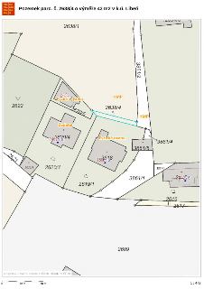 Katastrální mapa zobrazující pozemek parc. č. 2638/4 o výměře 43 m2 v k.ú. Libeň. Mapa obsahuje čísla parcel (2638/1, 2622, 2620/5, 2620/4, 2620/1, 2619/1, 261…