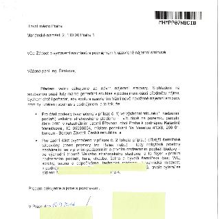 Žádost o vystavení souhlasu s podnájmem k uzavřené nájemní smlouvě adresovaná Hlavnímu městu Praha, Mariánské náměstí 2, 110 00 Praha 1. Žádost se týká: 1) Čás…