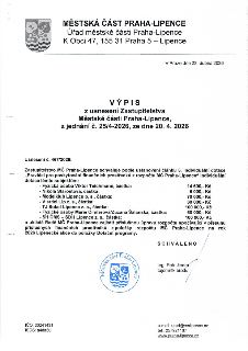 Výpis z usnesení Zastupitelstva Městské části Praha-Lipence, jednání č. 25/4-2026 ze dne 20. 4. 2026. Usnesení č. 467/2026 schvaluje individuální dotace těmto…