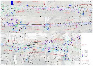 Situační nákres a projekt dopravního značení pro Kolbenovu ulici v Praze 14 (cykloopatření na cyklotrase A262). Obsahuje plány cyklopruhů, ochranných cyklopruh…