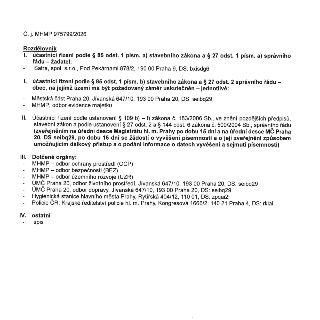 Č. j. MHMP 975799/2026

Rozdělovník

I. účastníci řízení podle § 85 odst. 1 písm. a) stavebního zákona a § 27 odst. 1 písm. a) správního řádu – žadatel:
- Satr…