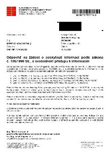 Odpověď na žádost o poskytnutí informací podle zákona č. 106/1999 Sb., o svobodném přístupu k informacím. Magistrát hlavního města Prahy, Odbor pozemních komun…