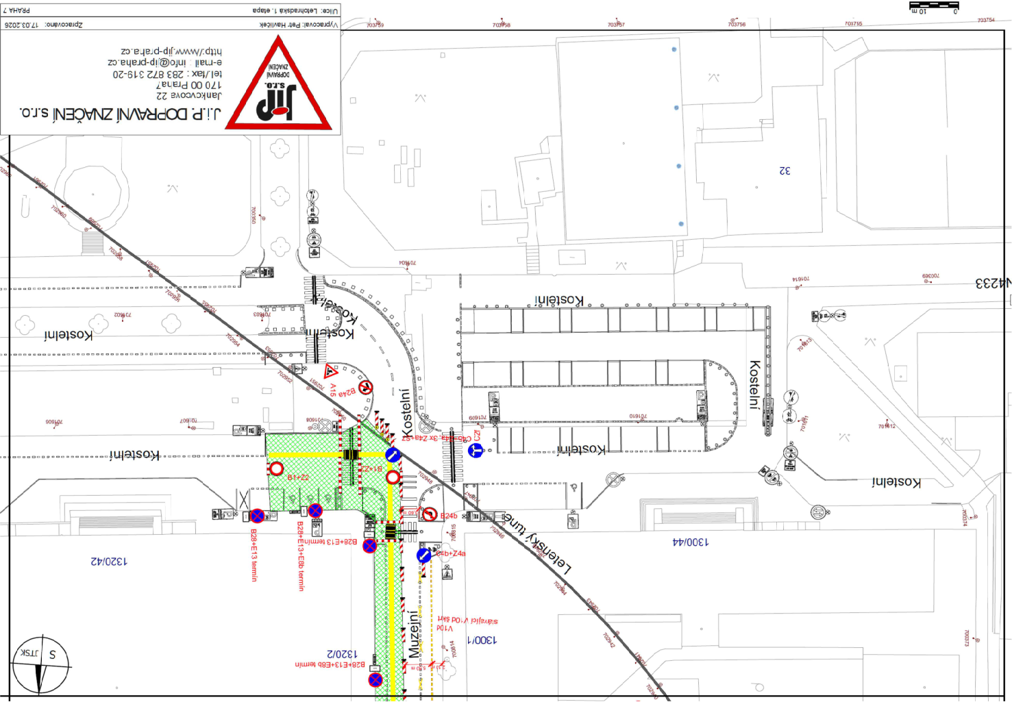Projektová dokumentace dopravního značení v ulici Kostelní a Letenský tunel.