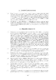 Naskenovaná stránka textového dokumentu (smlouva), obsahující nadpisy:
1. ÚVODNÍ USTANOVENÍ
1.1. Účelem Smlouvy je dohodnout právní podmínky realizace veřejné…