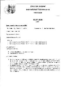 Zápis z 14. zasedání Rady městské části Praha 18 v roce 2026, ze dne 01.07.2026. Předmět: Změna rozpočtu – dotace za červen 2026. Předkládá: Mgr. Zdeněk Kučera…