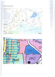 Obrázek obsahuje dvě mapy lokality v Praze-Liboci. Horní část je situační mapa (výřez ÚP) s vyznačenou polohou (červený špendlík) v oblasti ulic Libocká, Ruzyň…
