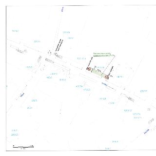 Situační plán / katastrální mapa s vyznačením záboru pro zrušení stávajícího a výstavbu nového vjezdu 2,5 x 20m na parcele č. 1721/13 (délka 19,0 m, šířka 2,5…