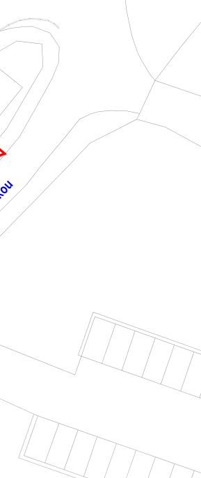 Výřez katastrální mapy s vyznačenou parcelou a částí ulice, v textu je čitelný fragment názvu ulice 'kou' (pravděpodobně zakončení názvu ulice, např. '...kou').