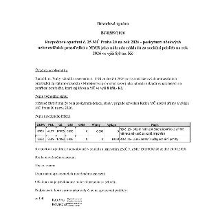 Důvodová zpráva BJ/0389/2026 k rozpočtovému opatření č. 25 MČ Praha 20 na rok 2026: poskytnutí účelových neinvestičních prostředků z MMR jako náhrada nákladů z…